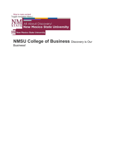 NMSU College of Business  Discovery is Our Business!