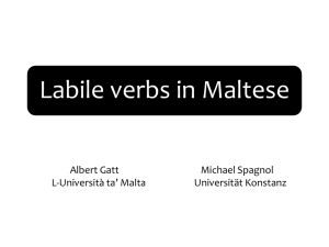 Labile verbs in Maltese Albert Gatt Michael Spagnol L-Universit{ ta’ Malta
