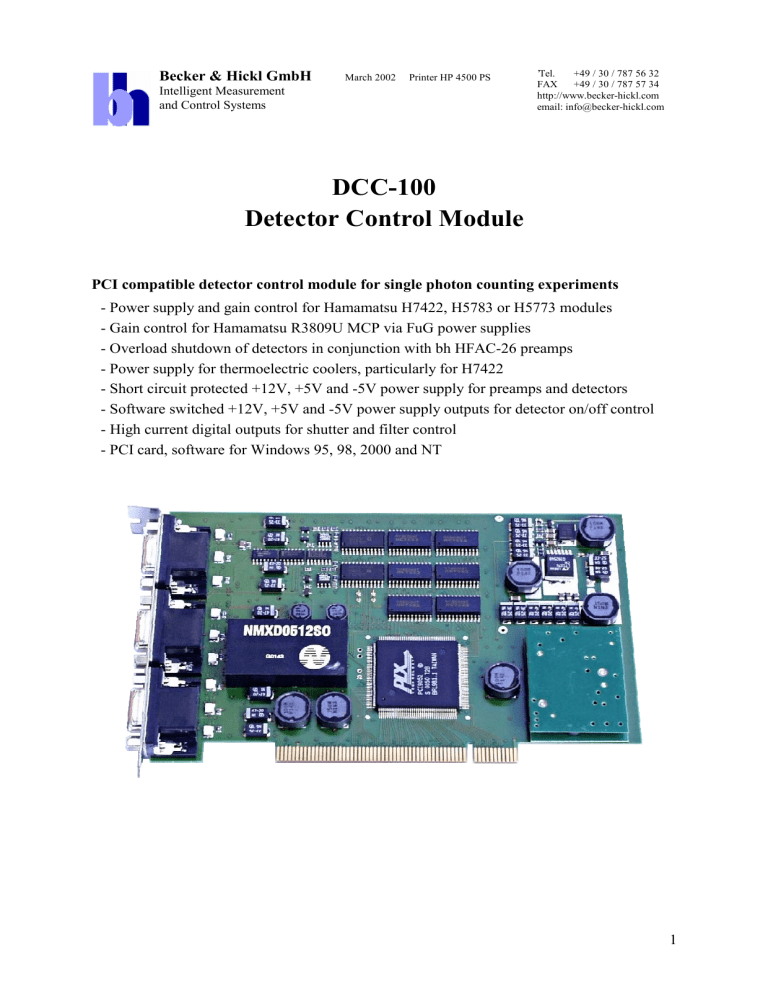 DCC100 Detector Control Module