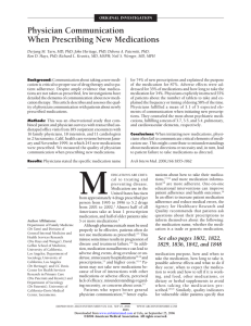 Physician Communication When Prescribing New Medications