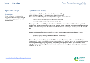 Support Materials Learning Journey France - Focus on Numeracy and Maths