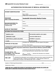 AUTHORIZATION FOR RELEASE OF MEDICAL INFORMATION Medical record #_______________ PATIENT IDENTIFICATION