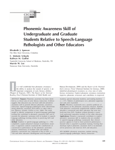 Phonemic Awareness Skill of Undergraduate and Graduate Students Relative to Speech-Language