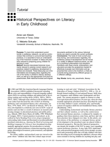 Historical Perspectives on Literacy in Early Childhood Anne van Kleeck C. Melanie Schuele