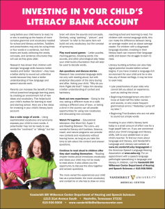 InvestIng In Your ChIld’s lIteraCY Bank aCCount