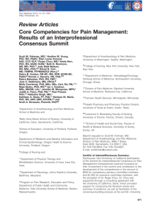 Review Articles Core Competencies for Pain Management: Results of an Interprofessional Consensus Summit