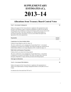 2013–14 SUPPLEMENTARY ESTIMATES (C), Allocations from Treasury Board Central Votes