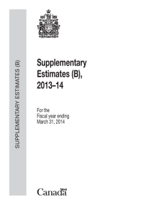 Supplementary Estimates (B), 2013–14 For the