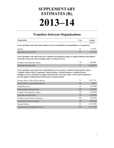 2013–14 SUPPLEMENTARY ESTIMATES (B), Transfers between Organizations