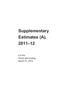 Supplementary Estimates (A), 2011–12 For the