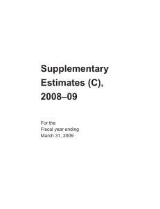 Supplementary Estimates (C), 2008–09 For the
