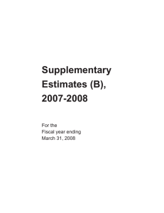 Supplementary Estimates (B), 2007-2008 For the