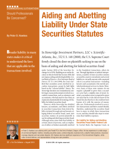 Aiding and Abetting Liability Under State Securities Statutes B