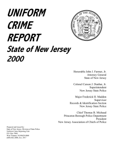 UNIFORM CRIME REPORT State of New Jersey