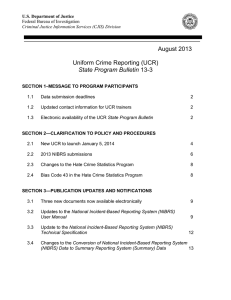 August 2013  Uniform Crime Reporting (UCR) State Program Bulletin