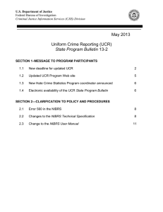 May 2013  Uniform Crime Reporting (UCR) State Program Bulletin