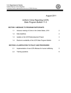 August 2011 Uniform Crime Reporting (UCR) State Program Bulletin