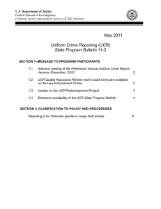 May 2011 Uniform Crime Reporting (UCR) State Program Bulletin