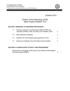 October 2010 Uniform Crime Reporting (UCR) State Program Bulletin
