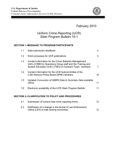 February 2010 Uniform Crime Reporting (UCR) State Program Bulletin