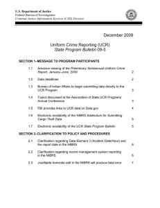 December 2009 Uniform Crime Reporting (UCR) State Program Bulletin