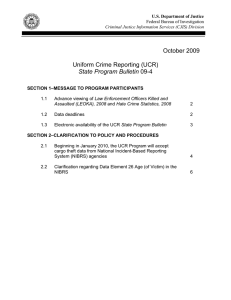 October 2009 Uniform Crime Reporting (UCR) State Program Bulletin