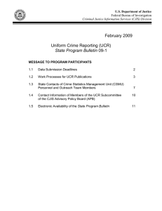 February 2009 Uniform Crime Reporting (UCR) State Program Bulletin
