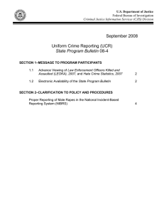 September 2008 Uniform Crime Reporting (UCR) State Program Bulletin