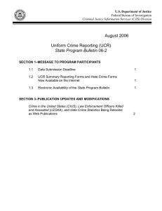 August 2006 Uniform Crime Reporting (UCR) State Program Bulletin