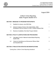 August 2004 Uniform Crime Reporting State Program Bulletin