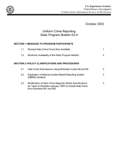 October 2003 Uniform Crime Reporting State Program Bulletin