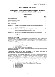 MRC/DH/MHRA Joint Project Risk-adapted Approaches to the Management of Clinical