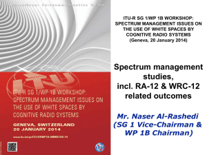 ITU-R SG 1/WP 1B WORKSHOP: SPECTRUM MANAGEMENT ISSUES ON COGNITIVE RADIO SYSTEMS