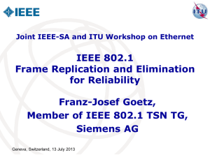 IEEE 802.1 Frame Replication and Elimination for Reliability Franz-Josef Goetz,