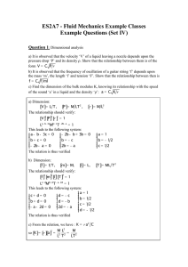 ES2A7 - Fluid Mechanics Example Classes Example Questions (Set IV) Question 1