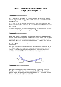 ES2A7 - Fluid Mechanics Example Classes Example Questions (Set IV) Question 1