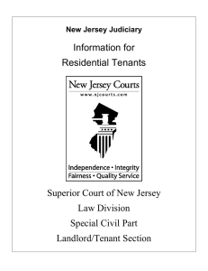 Information for Residential Tenants Superior Court of New Jersey Law Division