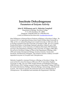 Isocitrate Dehydrogenase Parameters of Enzyme Activity