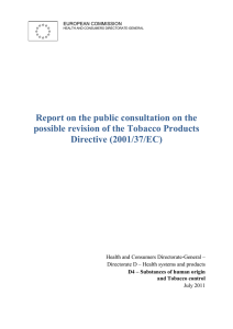 Report on the public consultation on the Directive (2001/37/EC)