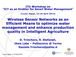 Wireless Sensor Networks as an Efficient Means to optimize water