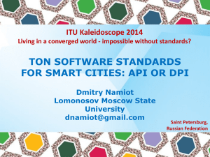 TON SOFTWARE STANDARDS FOR SMART CITIES: API OR DPI ITU Kaleidoscope 2014