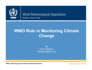 WMO Role in Monitoring Climate Change WMO By