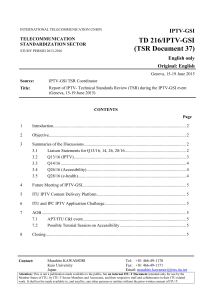 TD 216/IPTV-GSI (TSR Document 37) IPTV-GSI English only