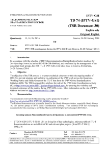 TD 74 (IPTV-GSI) (TSR Document 30) IPTV-GSI English only