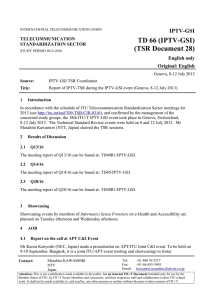 TD 66 (IPTV-GSI) (TSR Document 28) IPTV-GSI English only