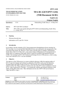 TD 6 R1 (GEN/IPTV-GSI) (TSR Document 26 R1) IPTV-GSI English only