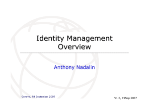 Identity Management Overview Anthony Nadalin Geneva, 19 September 2007