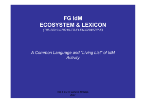 FG IdM ECOSYSTEM &amp; LEXICON Activity