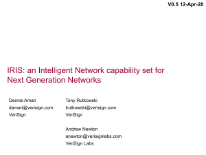 IRIS: an Intelligent Network capability set for Next Generation Networks V0.5 30-May-16