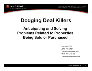 Dodging Deal Killers Anticipating and Solving Problems Related to Properties